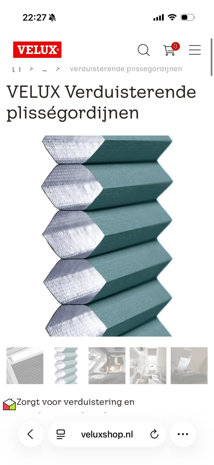 VELUX verduisterende plisségordijnen GGL C02 - Dusty green, Overige merken, Verduisterend, Nieuw, Ophalen of Verzenden