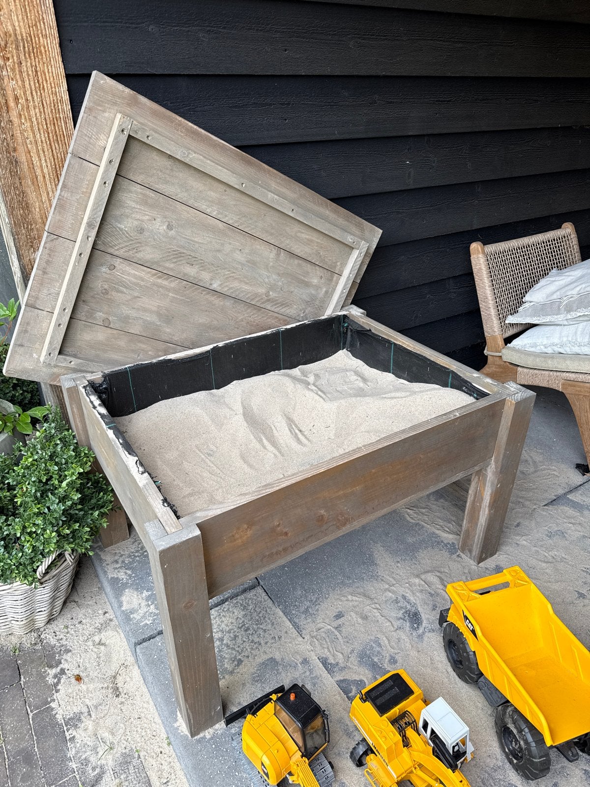 Zandbak / plantenbak / tafel van vergrijsd steigerhout, Kinderen en Baby's, Ophalen, Gebruikt