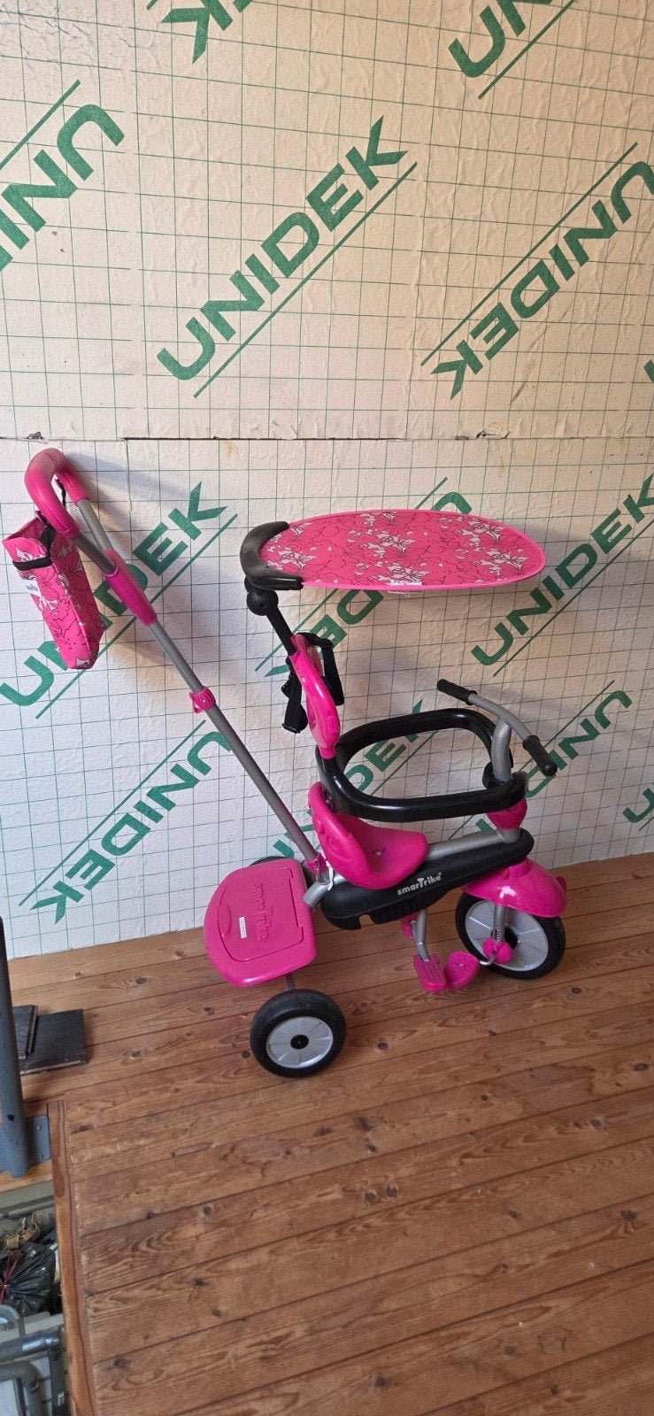 Smart Trike driewieler roze met duwstang en zonnekap, Fietsen en Brommers, Ophalen of Verzenden, Gebruikt, Smart Trike
