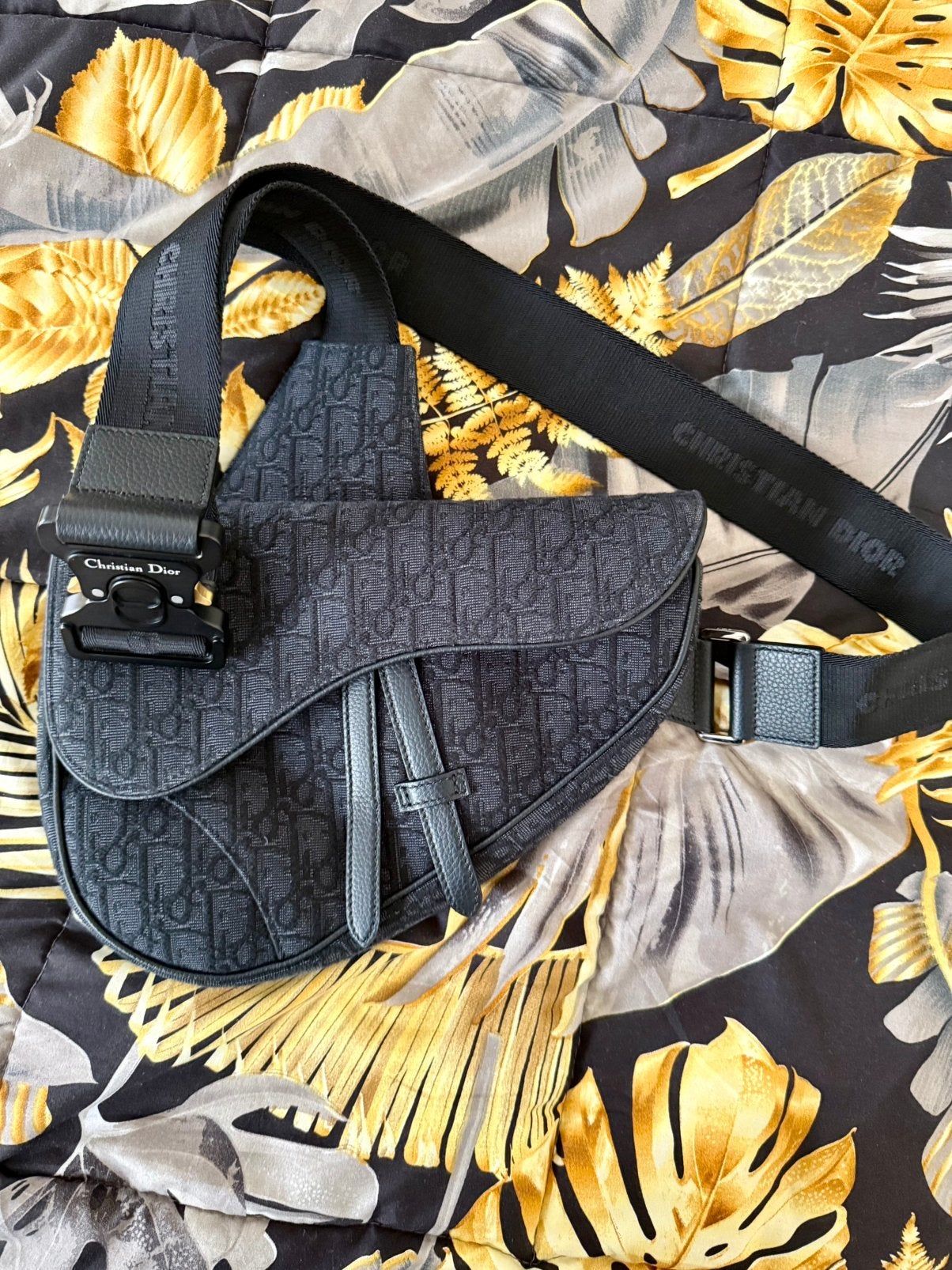 Zwarte Dior Oblique jacquard Saddle-tas, Sieraden, Tassen en Uiterlijk, Ophalen, Zo goed als nieuw, Zwart