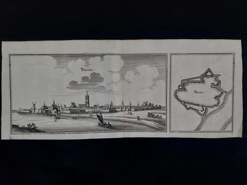 26 / plattegrond van Tiel Gravure uit 1659 van C. Merian, Antiek en Kunst, Kunst | Etsen en Gravures, Ophalen of Verzenden
