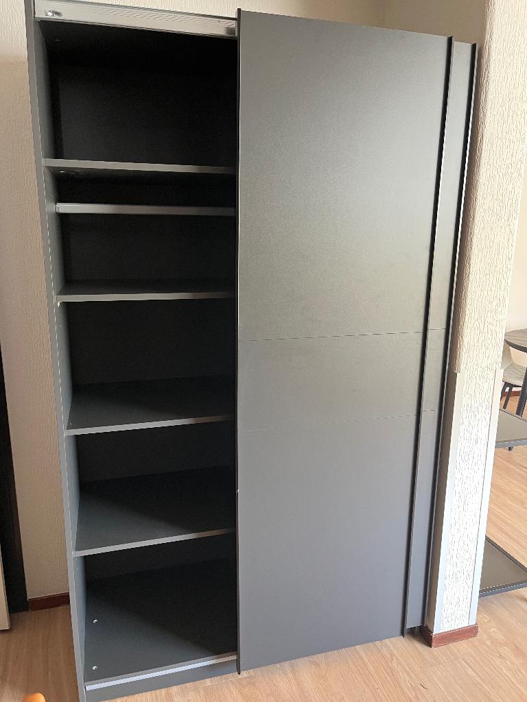 Schuifdeurkast Genua, antraciet, Ophalen, Met deur(en), 100 tot 150 cm, 200 cm of meer