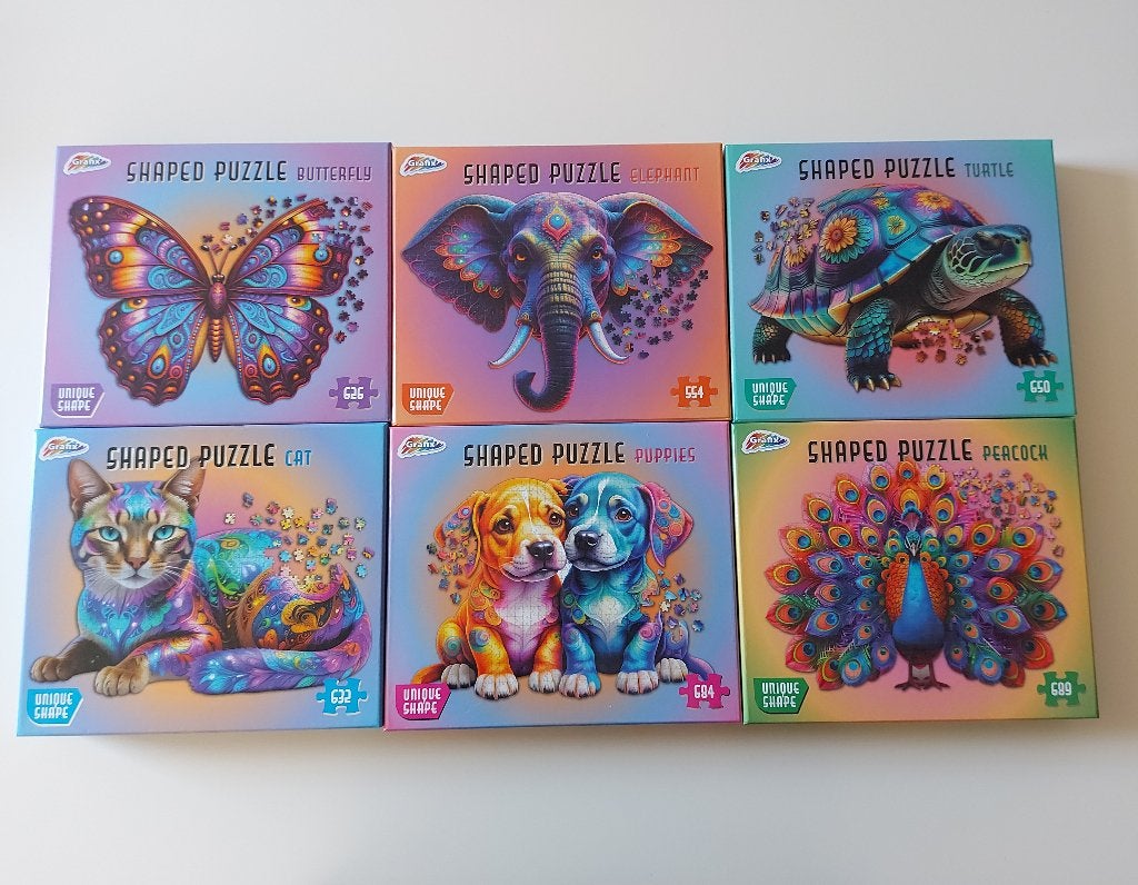 complete serie van 6 vorm puzzels dieren, Ophalen, 500 t/m 1500 stukjes, Zo goed als nieuw, Legpuzzel