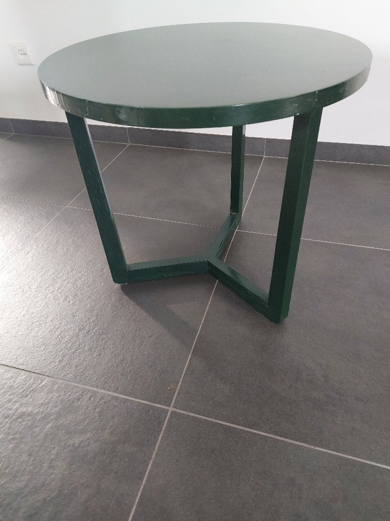Bijzettafel hard hout groen gelakt ronde vorm, 45 tot 60 cm, Gebruikt, Rond, Hout