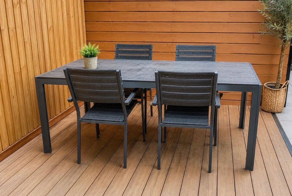 Tuintafel set met 4 stoelen, Tuin en Terras, Ophalen, Eettafel, Zo goed als nieuw, Tuinset