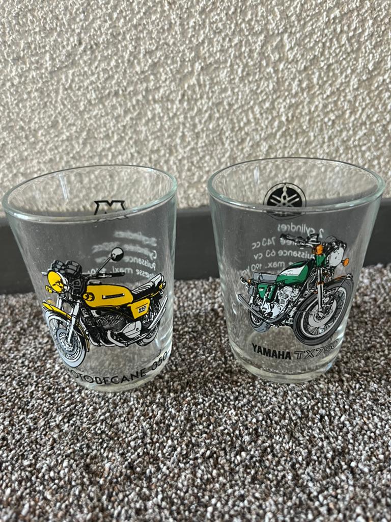 Yamaha TX750 Motobecane glaasjes, Ophalen of Verzenden, Zo goed als nieuw, Borrel- of Shotglas