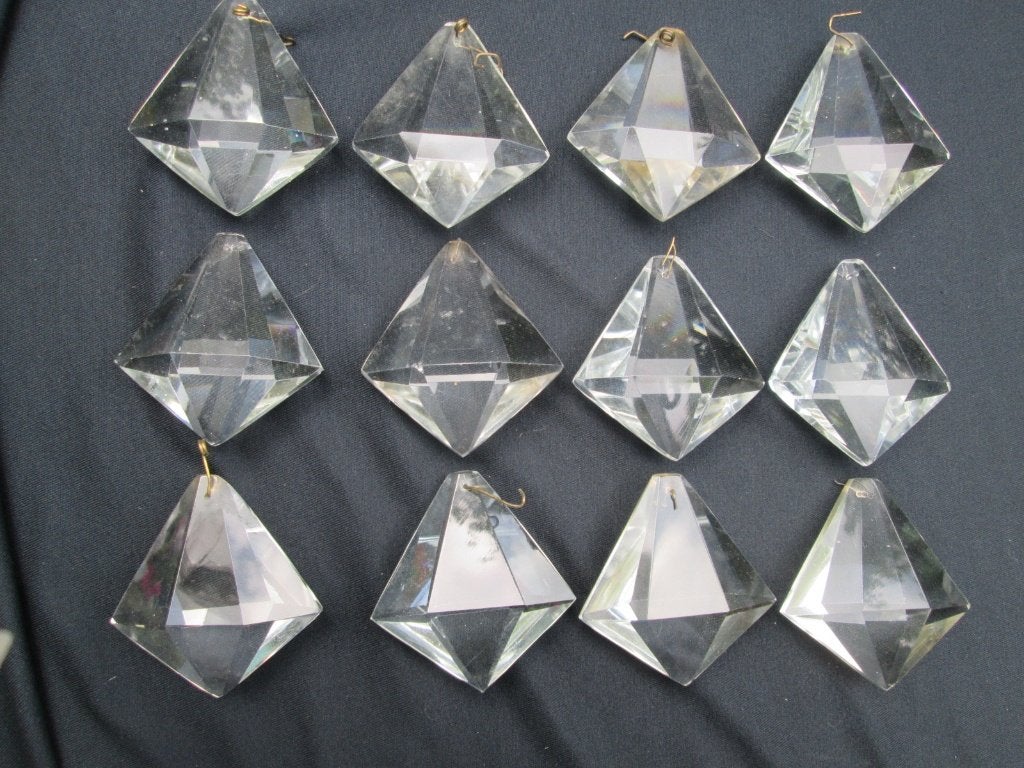 12 Grote Kristallen Pegels Diamant Vorm 7.5 x 7 cm, Antiek en Kunst, Ophalen of Verzenden