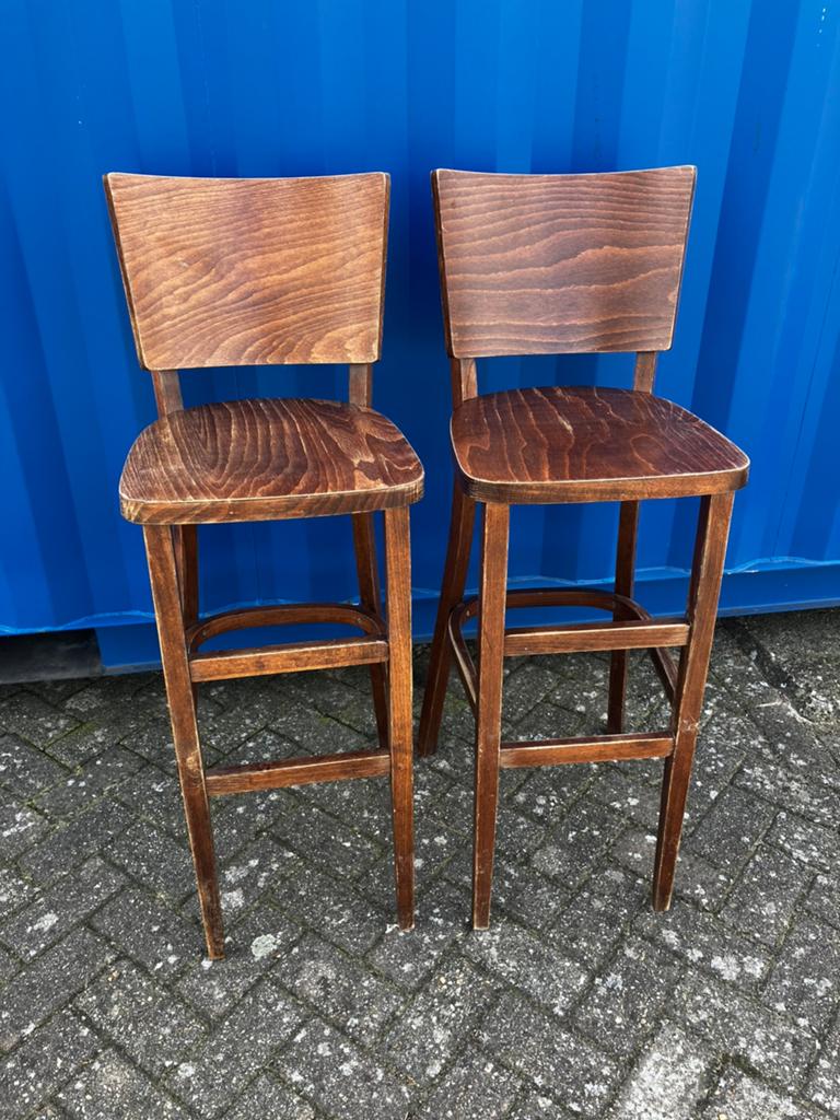 2 stevige vintage barkrukken, Huis en Inrichting, Barkrukken, 2 krukken, Ophalen, Zo goed als nieuw, 60 tot 90 cm