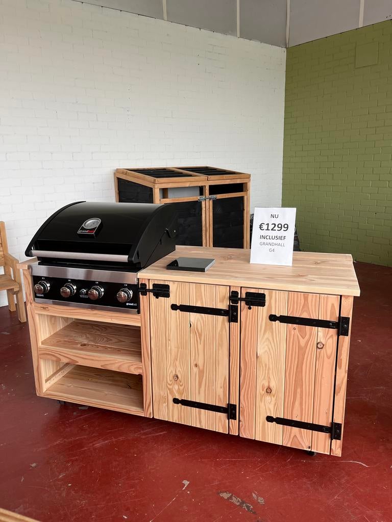 Grandhall Buitenkeuken Douglas met G4 Barbecue - Nieuw!, Ophalen of Verzenden, Nieuw, Gas, Vrijstaand