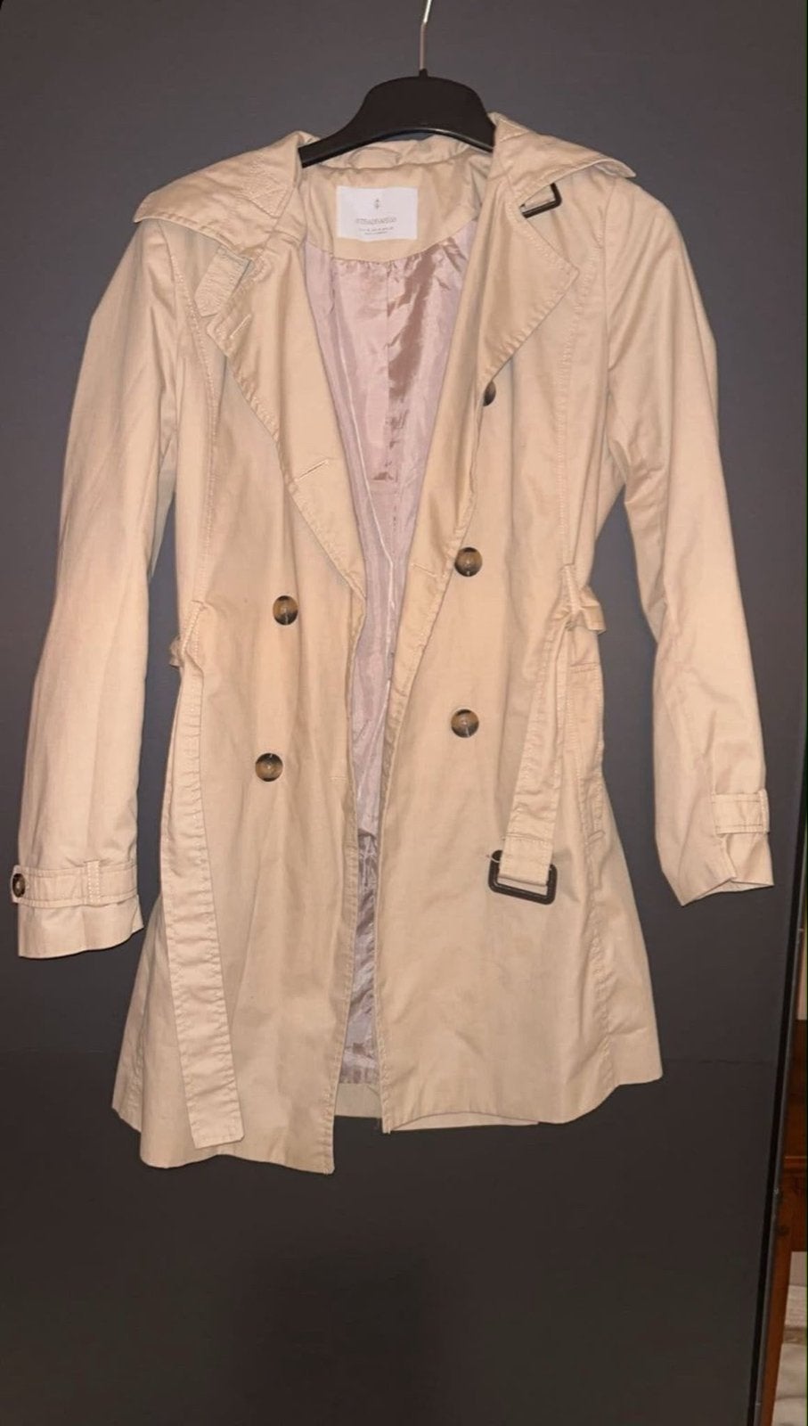 Stradivarius trenchcoat beige maat M, Ophalen, Zo goed als nieuw, Maat 38/40 (M), Beige