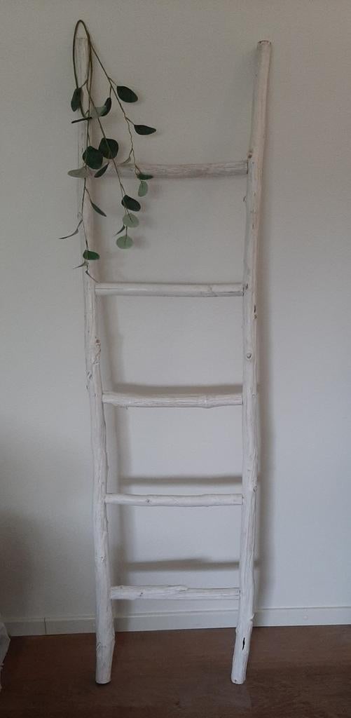 Decoratieve houten ladder - wit geverfd, Ophalen, Hout, Gebruikt, Landelijk