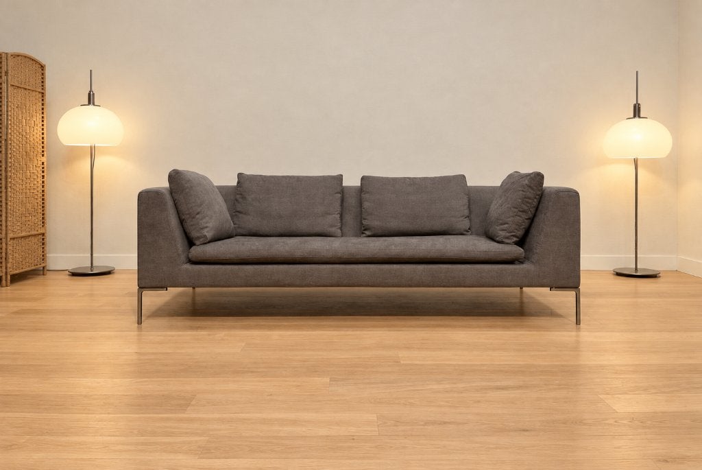 NIEUW B&B Italia Charles 3-Zits Grijs + GARANTIE | NP €9.500, Design Bank Bankstel Zetel 3-Zits B&B Italia, 75 tot 100 cm, Www.designplaats.nl