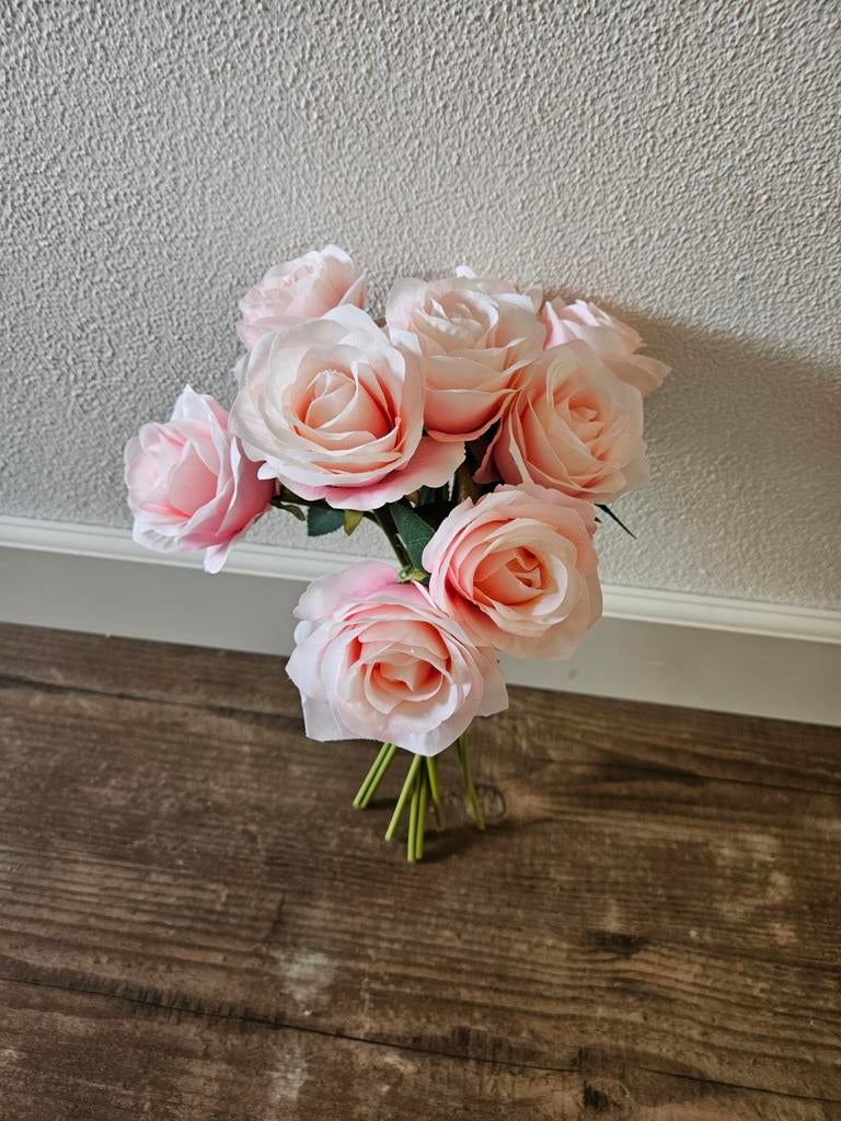 Bosje kunstrozen, Huis en Inrichting, Woonaccessoires | Kunstplanten en Kunstbloemen, Ophalen, Binnen, Roze, Kunstbloem