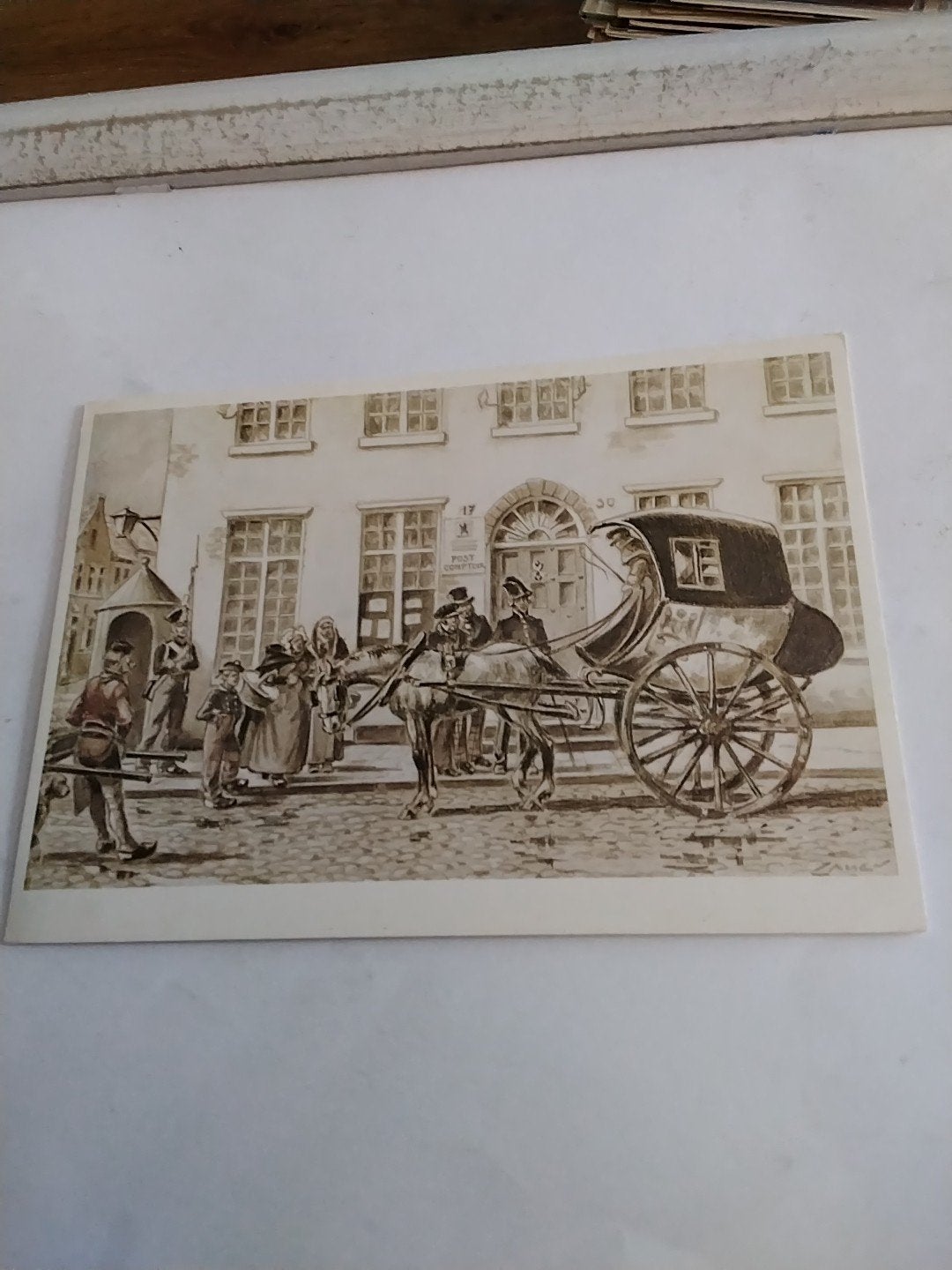 Oude Postkaart Brussel Postmuseum Postkoets 1815, Ophalen of Verzenden