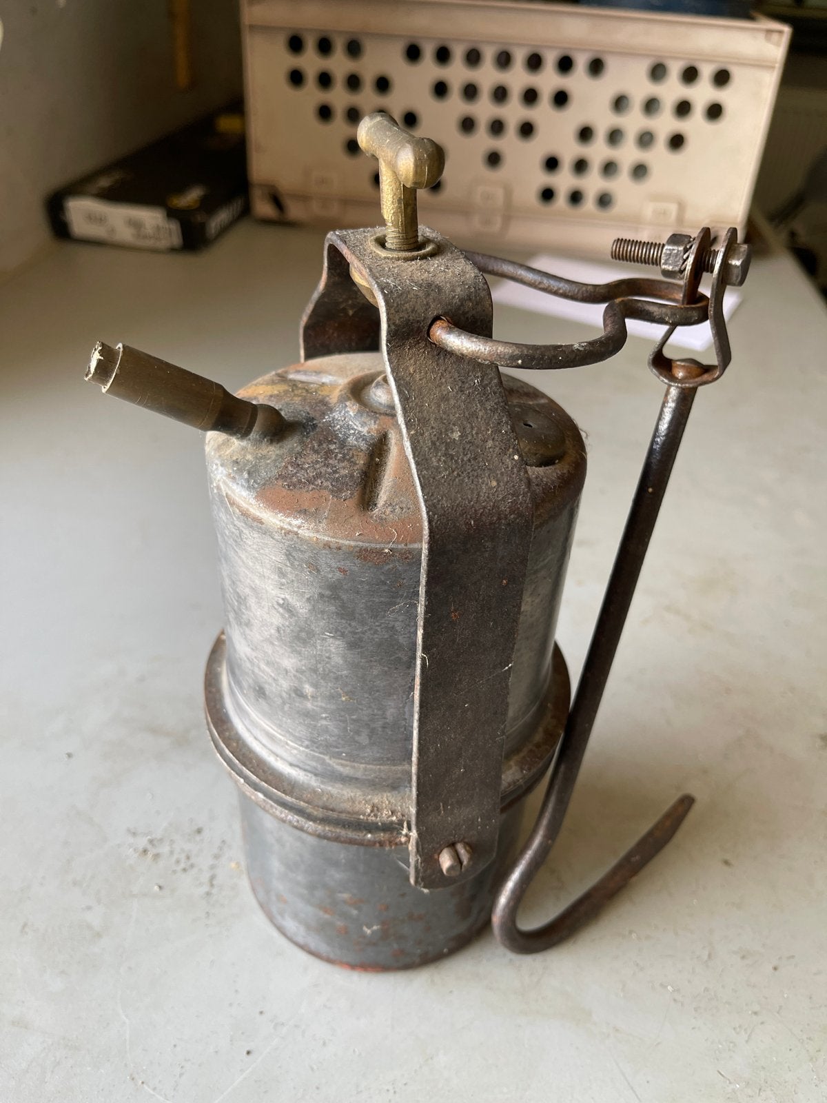 Antieke Carbidlamp - Vintage Mijnwerkerslamp, Ophalen of Verzenden
