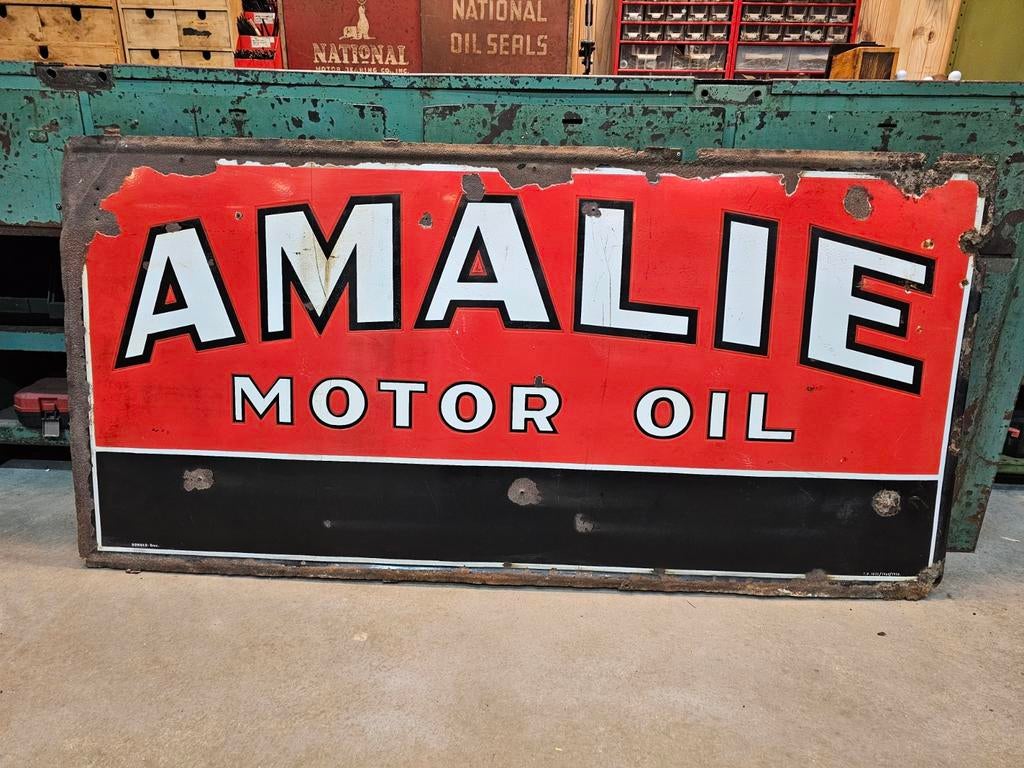 Amalie Motor Oil Emaille Reclamebord - 175x85 cm, Ophalen