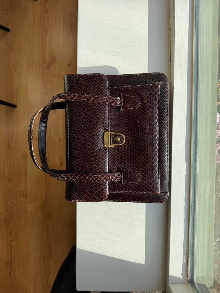 Antieke Slangenleren Tas, Antiek en Kunst, Ophalen of Verzenden, Dames