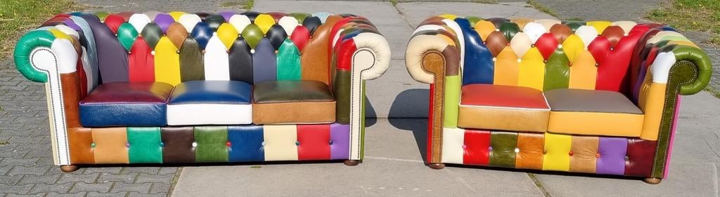 Chesterfield Patchwork 3+2 showroommodel + GRATIS BEZORGING