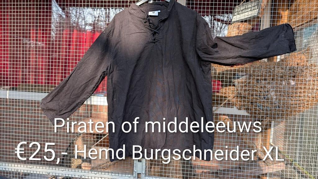 Middeleeuws/Piraten hemd XL Burgschneider, Zwart, Nieuw, Ophalen of Verzenden, Burgschneider
