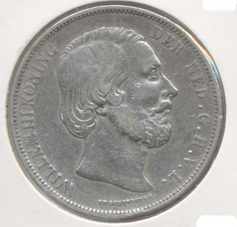 Nederland 2,5 gulden 1874 Willem 3, Postzegels en Munten, Munten | Nederland, Koning Willem III, Zilver, Ophalen of Verzenden