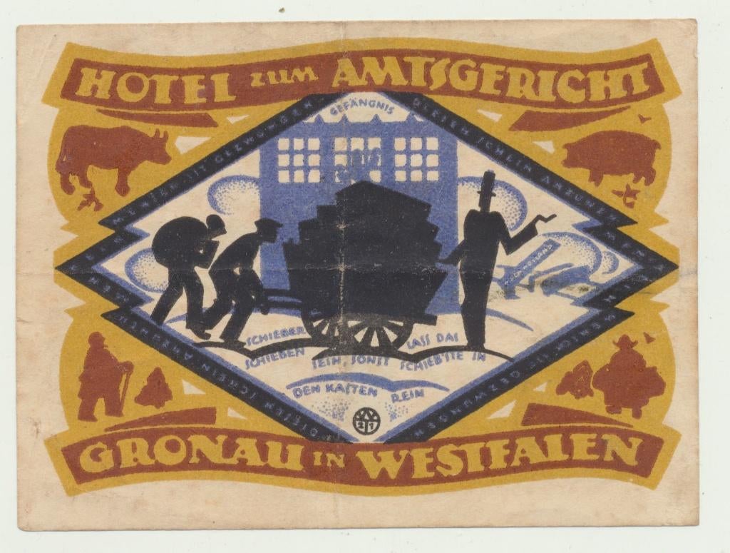 D055 Gronau in Westfalen Notgeld 1 Mark Hotel zum Amtsger., Postzegels en Munten, Verzenden, Duitsland, Los biljet