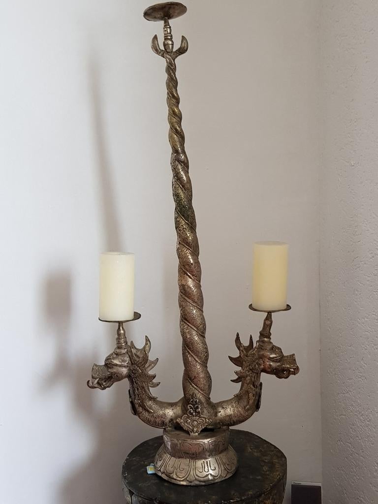 Grote Draken Kandelaar, Antiek en Kunst, Antiek | Kandelaars, Ophalen, Koper of Brons