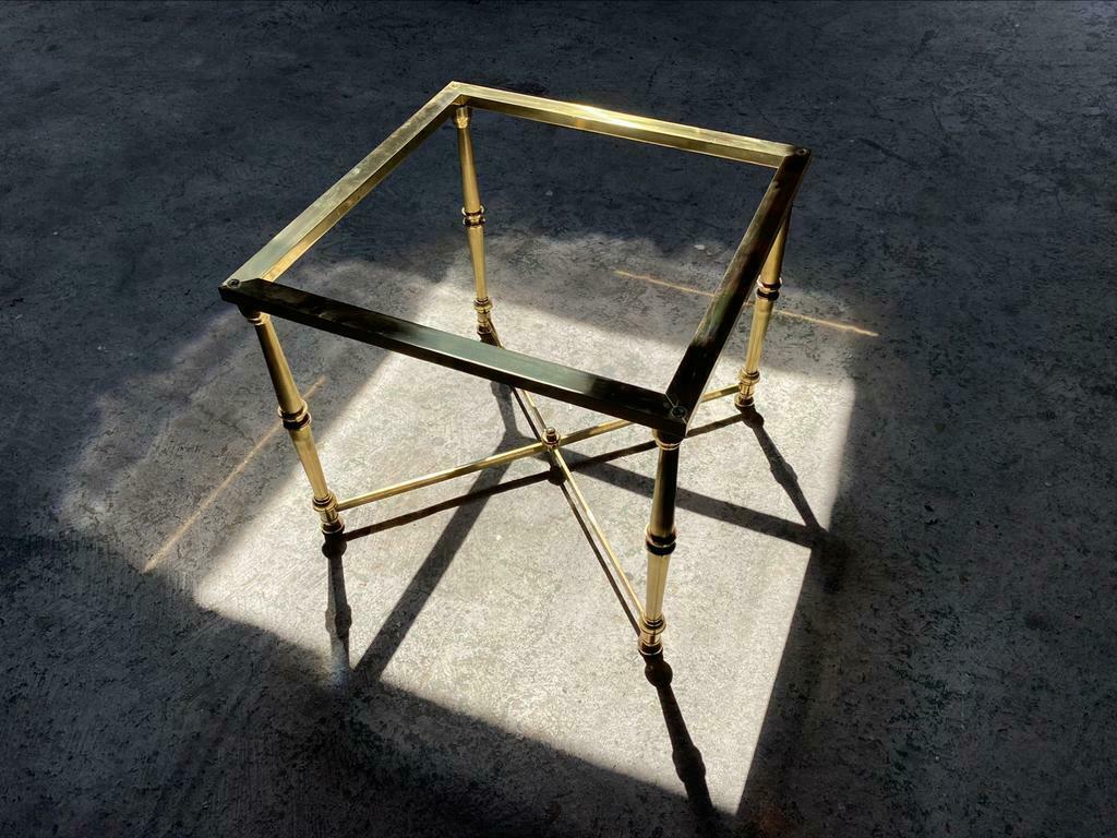 Salontafel - Messing - Glas - Maison Jansen ?!, Huis en Inrichting, Gebruikt, Salontafel, Vierkant, Ophalen of Verzenden