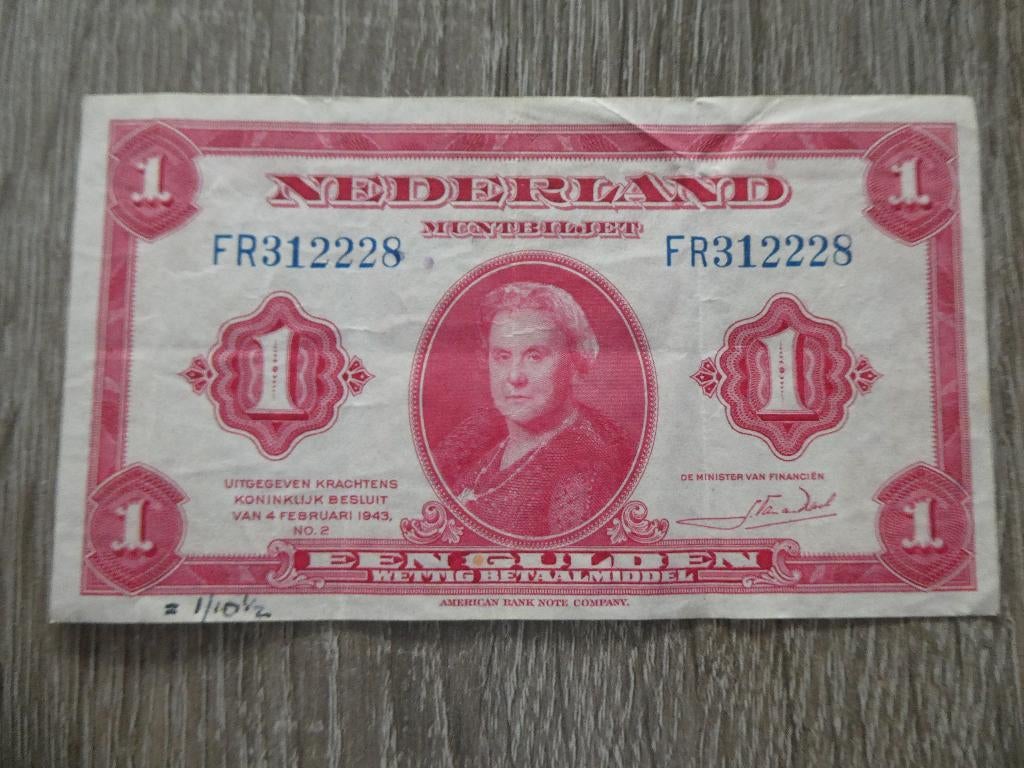 1 Gulden 1943., Ophalen of Verzenden, 1 gulden, Los biljet