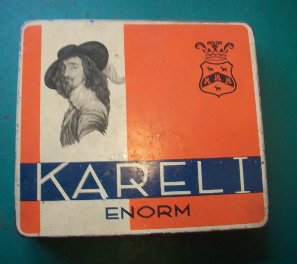 Karel 1 blik met beschreven achterkant  en Schimmelpenninck, Verzamelen, Blikken, Ophalen of Verzenden, Gebruikt, Koek(jes)