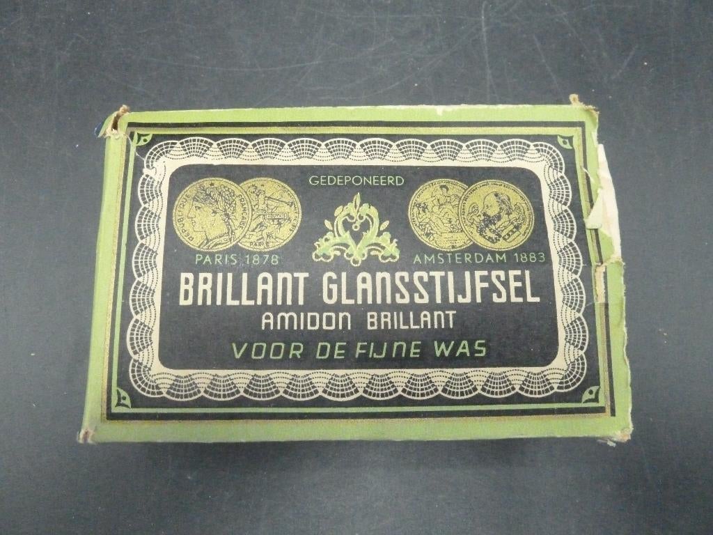 Antieke verpakking stijfsel Brillant glansstijfsel 1945, Verzamelen, Ophalen of Verzenden, Zo goed als nieuw, Verpakking