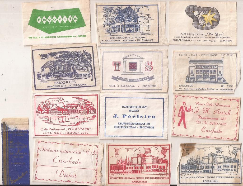 Enschede 25 suikerzakjes 50/60er jaren, Verzamelen, Ophalen of Verzenden, Nederland