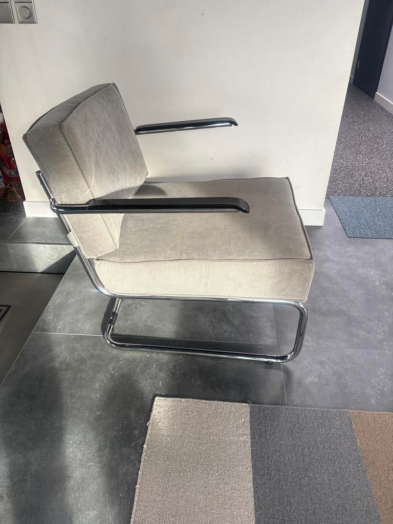 Zuiver Ridge Rib Lounge Fauteuil - Grijs, Ophalen, 75 tot 100 cm, Zo goed als nieuw, 75 tot 100 cm