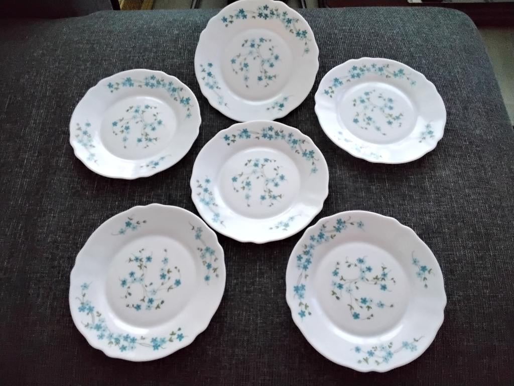 ARCOPAL 6 kleine borden Veronica Myosotis collectie, Antiek en Kunst, Antiek | Servies los, Ophalen of Verzenden