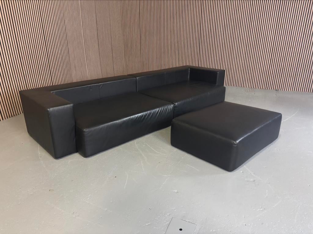 GRATIS LEVERING Jencikova Design Bank Leer Zwart 350x115, 100 tot 125 cm, 300 cm of meer, Leer, Ophalen of Verzenden