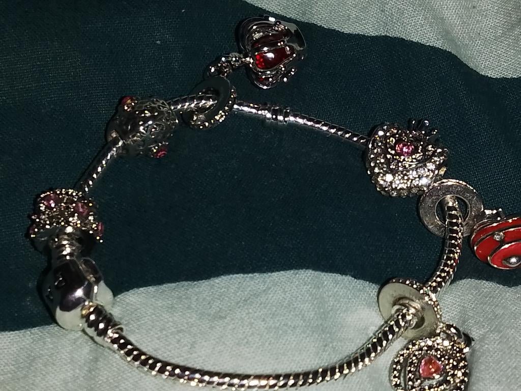 Pandora armband met 6 bedels, Sieraden, Tassen en Uiterlijk, Bedels, Overige materialen, Pandora, Nieuw, Ophalen of Verzenden