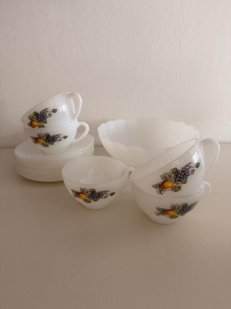 Vintage Arcopal Servies - Kopjes, Schotels & Schaal, Ophalen, Gebruikt, Glas, Overige stijlen