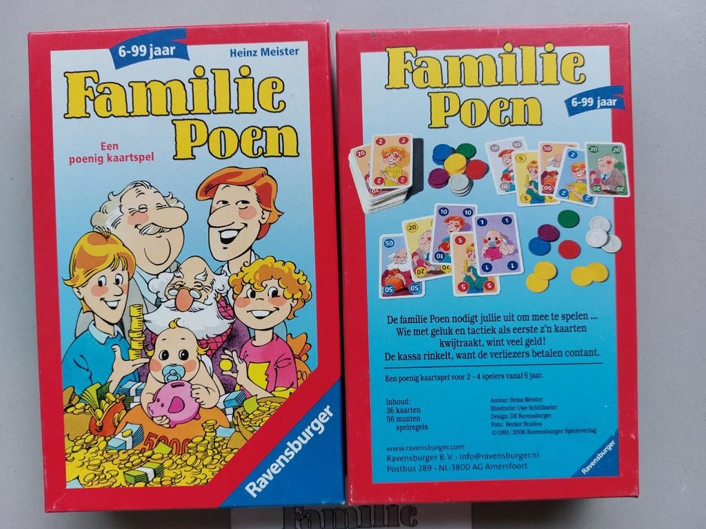 Spel: familie Poen, Hobby en Vrije tijd, Gezelschapsspellen | Kaartspellen, Ophalen of Verzenden, Zo goed als nieuw