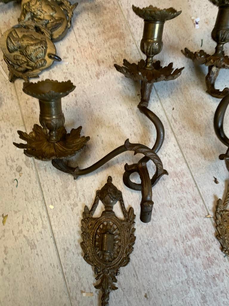 Antieke Wand Applieken, Antiek en Kunst, Antiek | Kandelaars, Ophalen of Verzenden, Koper of Brons