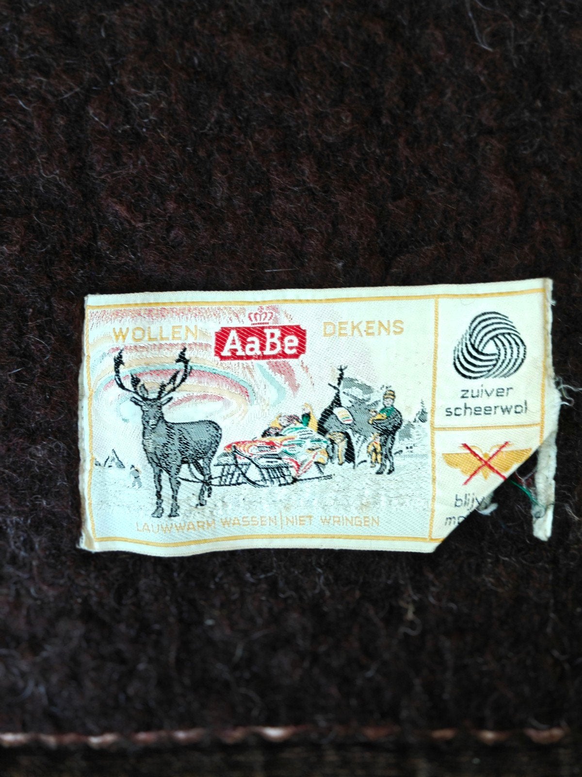 Aabe wollen deken, Beige, Tweepersoons, Ophalen of Verzenden, Deken of Dekbed