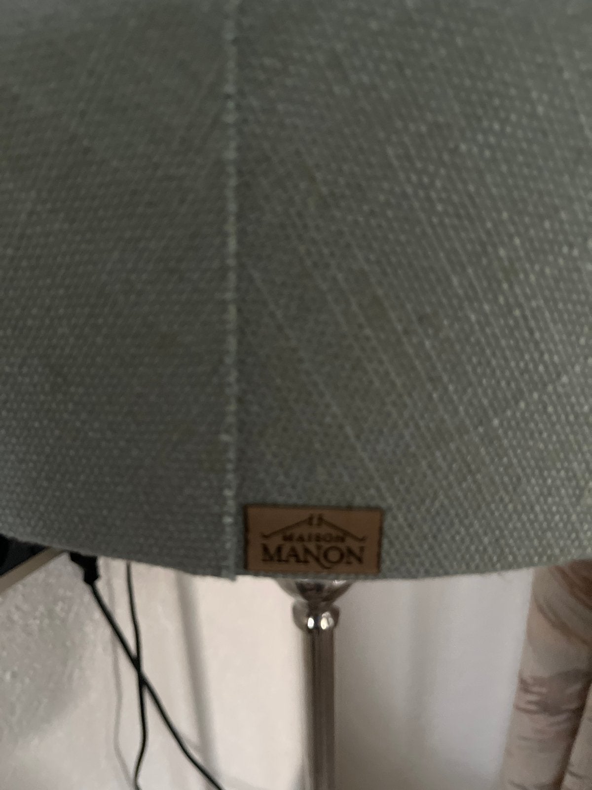 Vloerlamp Maison Manon met lichtblauwe lampenkap, Ophalen, E27 (groot), Zo goed als nieuw, Metaal
