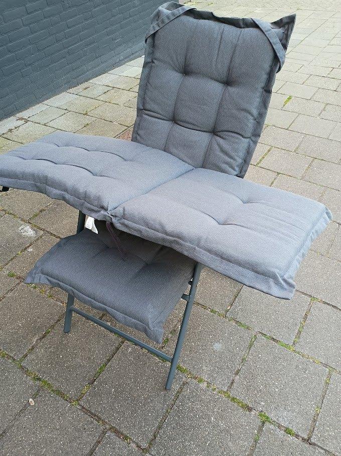 Tuinstoel strandstoel terrasstoel nieuw met nieuwe kussens, Ophalen, Nieuw, Metaal, Verstelbaar