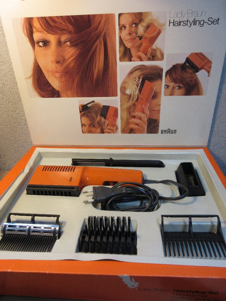 Vintage oranje Braun fohn haarstyler, Ophalen of Verzenden, Zo goed als nieuw, Föhn of Haardroger