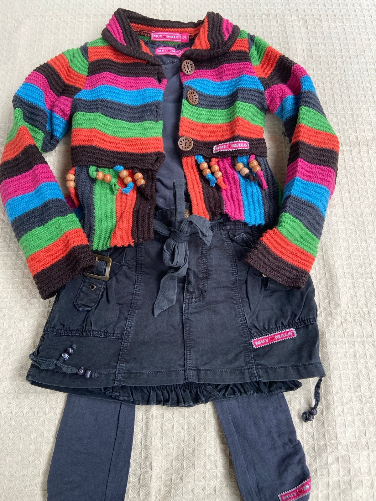 Muy Malo set: Longsleeve, rokje en legging maat 128/116, Ophalen of Verzenden, Gebruikt, Meisje, Setje