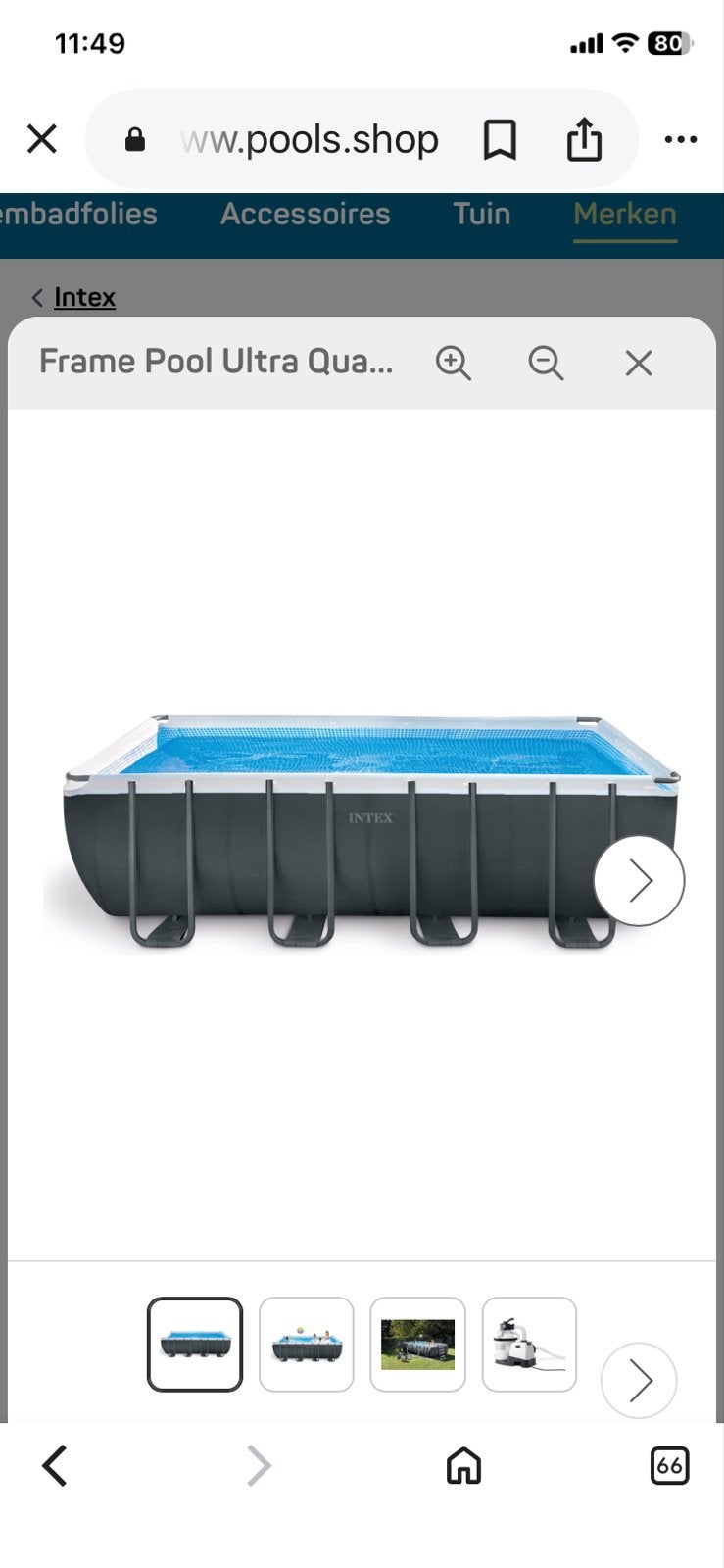 Intex Frame Pool Ultra Quadra XTR 549x274x132 cm, Gebruikt, 200 tot 300 cm, Rechthoekig, Ophalen