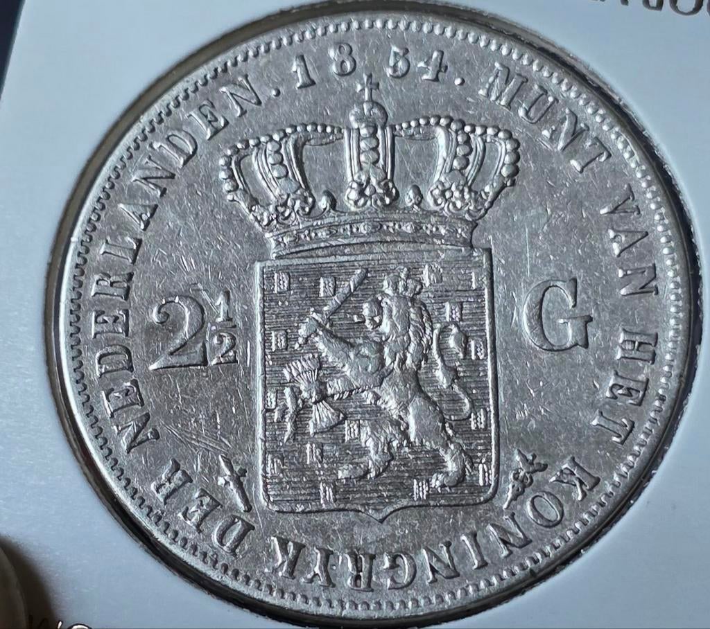 2,5 gulden 1854 Nederland, Koning Willem III, Verzenden, Zilver, Losse munt