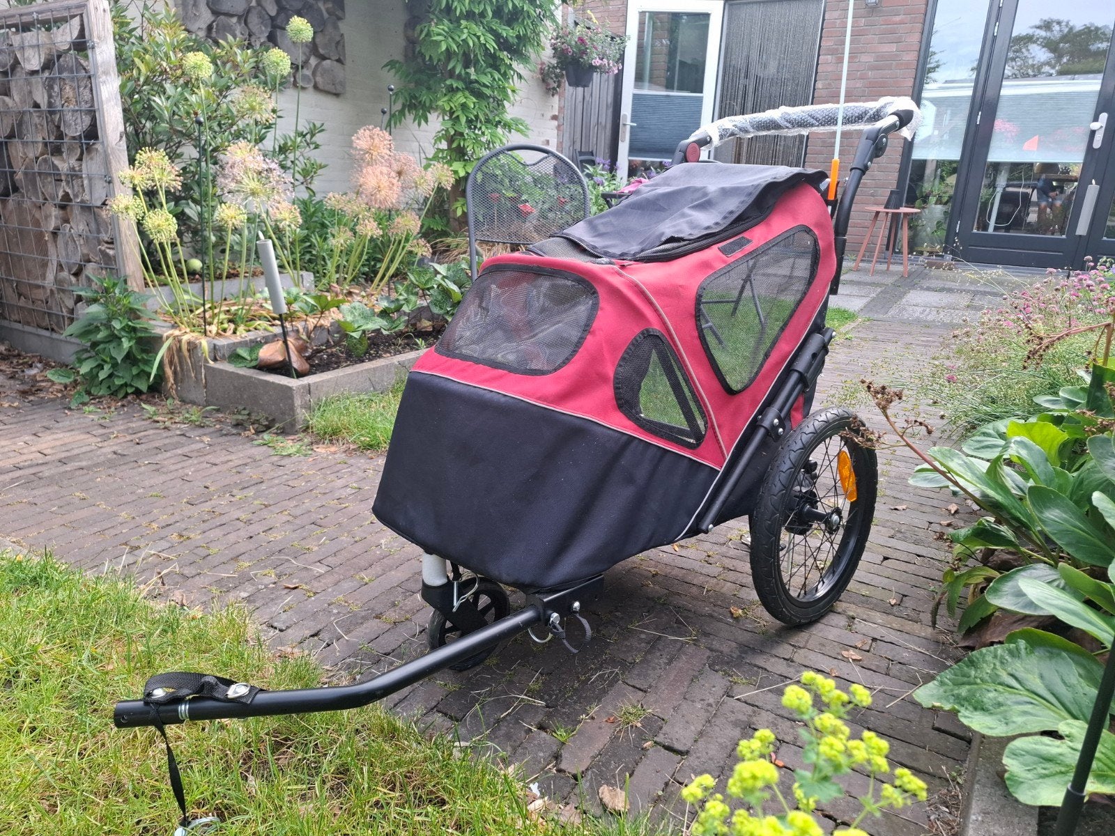 Keddoc Cross Hondenfietskar & Hondenbuggy Zwart/Bordeaux, Ophalen, Keddoc, 20 tot 40 kg, Zo goed als nieuw