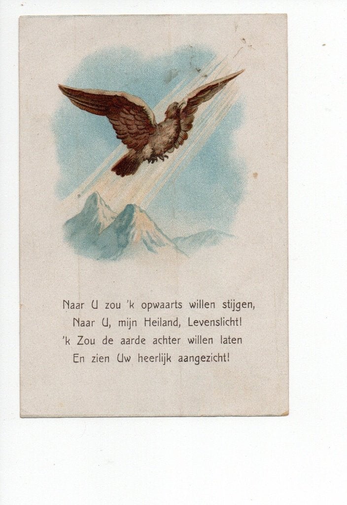 Religie. Oude ansichtkaart met vogel en religieuze tekst, Ophalen of Verzenden, 1920 tot 1940, Ongelopen, Noord-Holland