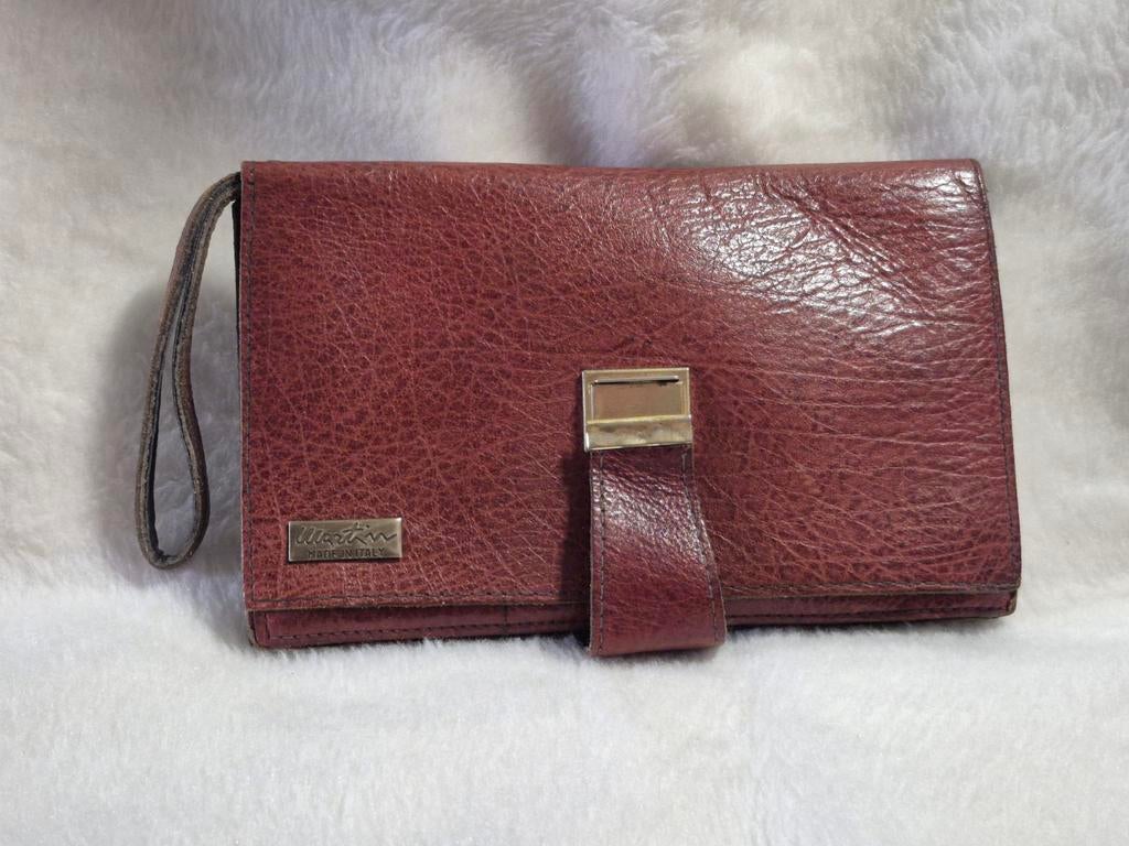 Vintage leren heren tas handtas of clutch, Ophalen of Verzenden, Gebruikt