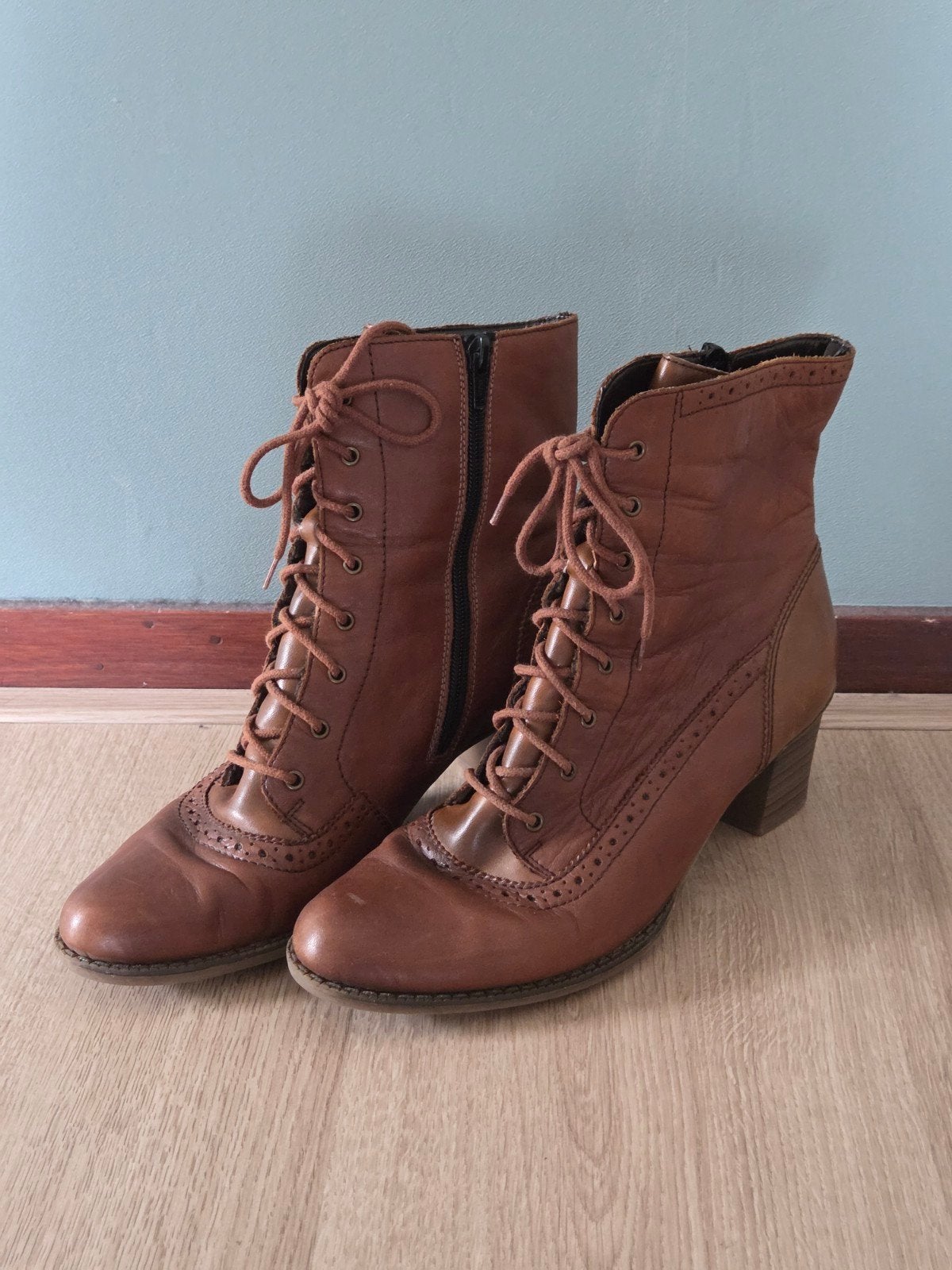 Leather ankle boots, Bruin, Verzenden, Lage of Enkellaarzen, Zo goed als nieuw