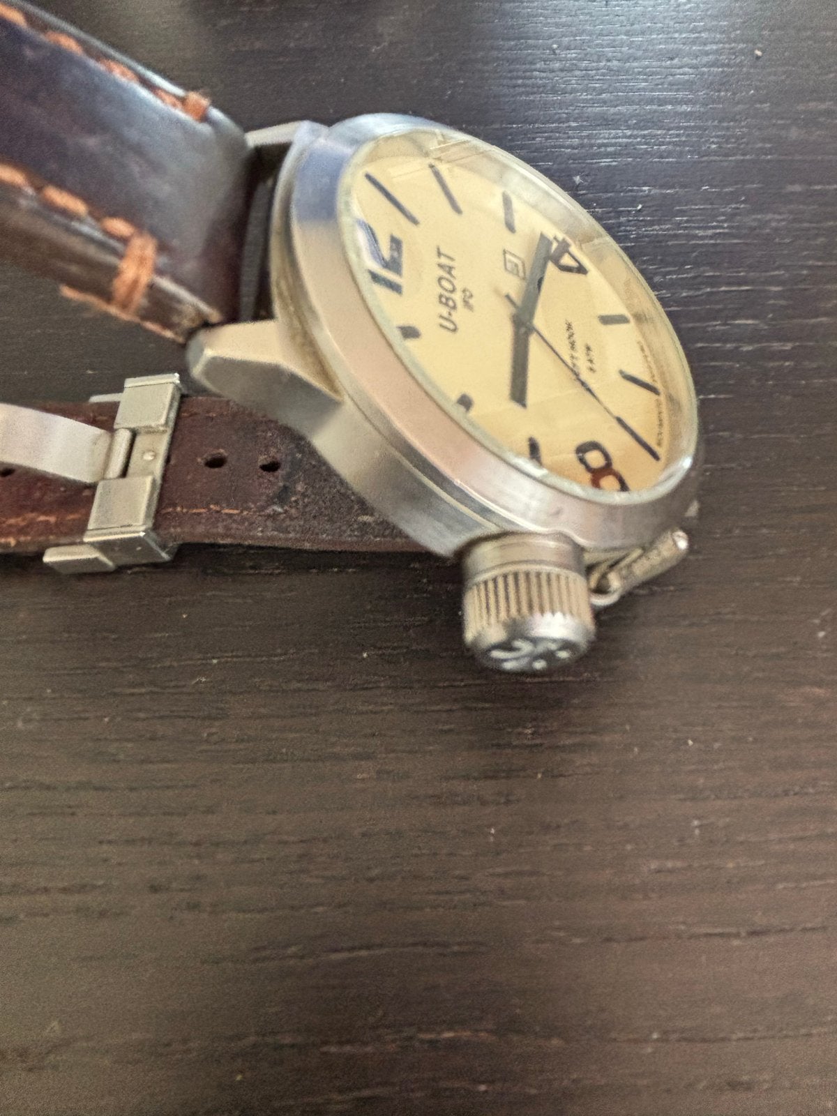 U-Boat IFO Left Hook Horloge - Zo goed als nieuw, Leer, Staal, Polshorloge, Zo goed als nieuw